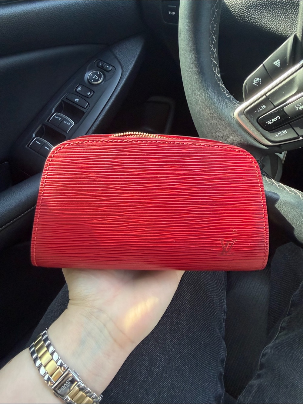 Louis Vuitton Red Epi Cosmetic Pouch